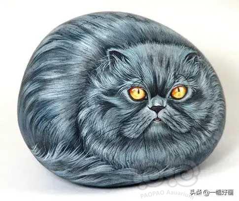 日本艺术家Akie把猫咪画在石头上-图5